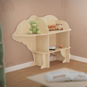 Kinder Bücherregal Bär-Design Natur mit offenen Regalen Joyz