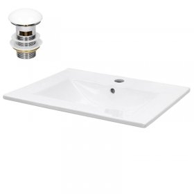 Waschbecken inkl. Ablaufgarnitur mit Überlauf 61x46,5x17,5 mm Weiß aus Keramik LuxeBath Waschbecken inkl. Ablaufgarnitur mit Überlauf 61x46,5x17,5 mm Weiß aus Keramik LuxeBath