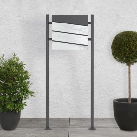 Standbriefkasten mit Zeitungsfach 37x37x11 cm Anthrazit/Weiß-Marmoroptik aus Stahl ML-Design, Modernes Diagonales Design, Standhöhe 120cm Anthrazit Doppelfuß Standbriefkasten mit Zeitungsfach 37x37x11 cm Anthrazit/Weiß-Marmoroptik aus Stahl ML-Design, Modernes Diagonales Design, Standhöhe 120cm Anthrazit Doppelfuß