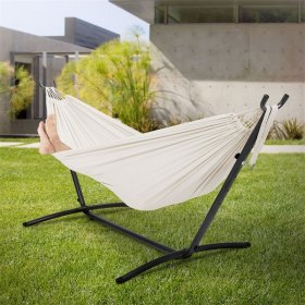 XXL Hängematte mit Stahlgestell bis 250 kg Beige inkl. Tragetasche ML-Design