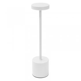 LED Tischlampe kabellos mit Touch, Weiß Ø8x34,5cm Akku Tischleuchte USB-C ML-Design