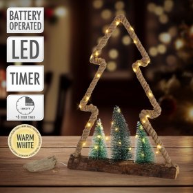 Deko LED Weihnachtsbaum aus Juteseil Standfigur 45 cm warmweiß mit Timerfunktion