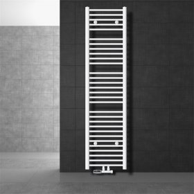 Badheizkörper Mittelanschluss 400x1800 mm Weiß gerade mit Wand Anschlussgarnitur LuxeBath