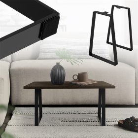 2 Stück Tischbeine Bankkufen B28,5xH40,5 cm Schwarz Tischkufen Trapez-Form Stahl pulverbeschichtet ML-Design