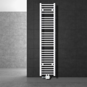 Badheizkörper Mittelanschluss 300x1800 mm Weiß gerade mit Universale Anschlussgarnitur LuxeBath