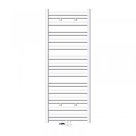Badheizkörper Sahara 750x1800 mm Weiß gebogen mit Mittelanschluss und Boden Anschlussgarnitur LuxeBath