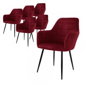 Esszimmerstuhl 6er Set mit Rücken- und Armlehnen Bordeaux Küchenstuhl mit Microfaser-Samtbezug Esszimmerstuhl 6er Set mit Rücken- und Armlehnen Bordeaux Küchenstuhl mit Microfaser-Samtbezug