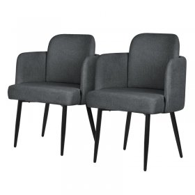 2er Set Esszimmerstühle mit Rücken- & Armlehne Anthrazit mit Metallbeinen bis 120 kg ML-Design