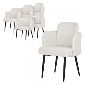 6er Set Esszimmerstühle mit Rücken- & Armlehne Beige mit Metallbeinen bis 120 kg ML-Design