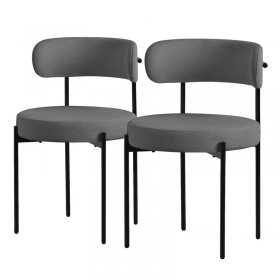 Esszimmerstuhl 2er Set mit Teddystoff mit Rückenlehne Grau Küchenstuhl ML-Design Esszimmerstuhl 2er Set mit Teddystoff mit Rückenlehne Grau Küchenstuhl ML-Design