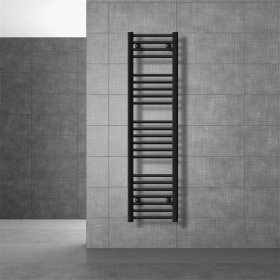 Design Badheizkörper Sahara Elektrisch mit Heizstab 1200W 300x1400 mm gerade Schwarz matt Seitenanschluss LuxeBath