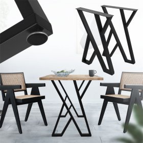 2 Stück Tischbeine B50xH71 cm Tischkufen X-Form Stahl pulverbeschichtet Schwarz ML-Design