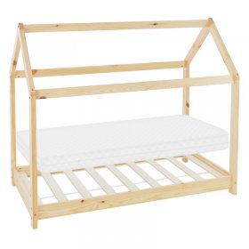 Kinderbett Hausbett 70x140 cm aus Kiefernholz inkl. Matratze H-10cm Holzbett mit Dach und Lattenrost ML-Design Kinderbett Hausbett 70x140 cm aus Kiefernholz inkl. Matratze H-10cm Holzbett mit Dach und Lattenrost ML-Design