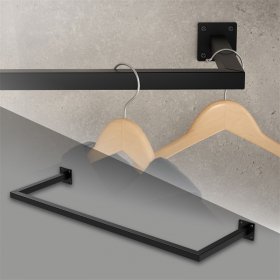 Kleiderstange Garderobe Wandmontage 30 x 90 cm Schwarz aus Stahl ML-Design