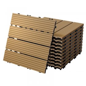 5m² 55 Stück WPC Terrassenfliesen 30x30 cm Teak in Holzoptik Balkon Bodenbelag mit Drainage und Klicksystem Terrassendielen Balkonfliesen