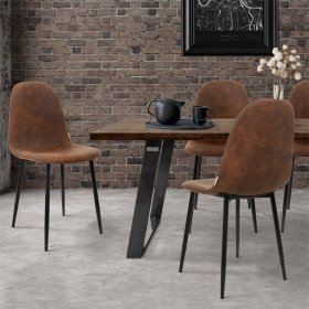 Esszimmerstuhl 4er Set mit Rückenlehne Braun Küchenstuhl mit Kunstleder Bezug ML-Design