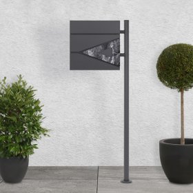 Standbriefkasten mit Zeitungsfach 37x36,5x11 cm Anthrazit/Schwarz-Marmoroptik aus Stahl ML-Design, Modernes Dreieckiges Design, Standhöhe 120 cm Anthrazit Standbriefkasten mit Zeitungsfach 37x36,5x11 cm Anthrazit/Schwarz-Marmoroptik aus Stahl ML-Design, Modernes Dreieckiges Design, Standhöhe 120 cm Anthrazit