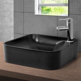 Waschbecken Eckig ohne Überlauf 43x43x12 cm Schwarz aus Keramik LuxeBath Waschbecken Eckig ohne Überlauf 43x43x12 cm Schwarz aus Keramik LuxeBath
