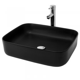 Waschbecken Rechteckig ohne Überlauf 51x40,5x13,5 cm Schwarz aus Keramik LuxeBath