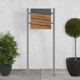 Standbriefkasten mit Zeitungsfach 37x37x11 cm Anthrazit/Holzoptik aus Stahl ML-Design, Modernes Diagonales Design, Standhöhe 120cm Silber Doppelfuß Standbriefkasten mit Zeitungsfach 37x37x11 cm Anthrazit/Holzoptik aus Stahl ML-Design, Modernes Diagonales Design, Standhöhe 120cm Silber Doppelfuß