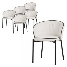 6er Set Esszimmerstühle mit Rücken- & Armlehne Beige mit Metallbeinen bis 120 kg ML-Design