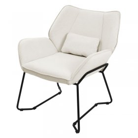 Loungesessel mit Armlehnen Beige Relaxsessel mit Leinenbezug ML-Design
