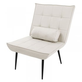 Sessel Mid Century aus Kunstleder Modern Creme Polstersessel mit Lendenkissen Relaxsessel ML-Design Sessel Mid Century aus Kunstleder Modern Creme Polstersessel mit Lendenkissen Relaxsessel ML-Design