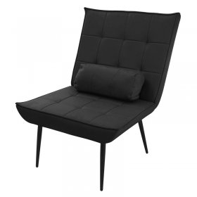Sessel Mid Century aus Kunstleder Modern Schwarz Polstersessel mit Lendenkissen Relaxsessel ML-Design Sessel Mid Century aus Kunstleder Modern Schwarz Polstersessel mit Lendenkissen Relaxsessel ML-Design