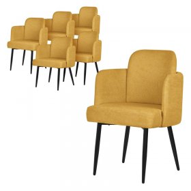 6er Set Esszimmerstühle mit Rücken- & Armlehne Senf mit Metallbeinen bis 120 kg ML-Design