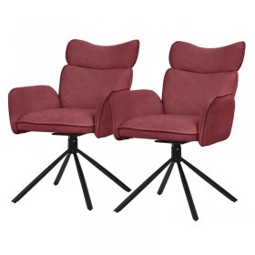 Esszimmerstuhl 2er Set drehbar Rot mit Rücken- und Armlehne bis 120 kg ML-Design