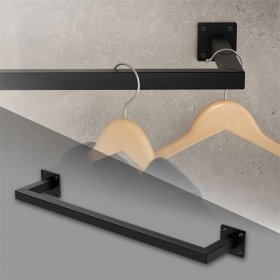 Kleiderstange Garderobe Wandmontage 12 x 60 cm Schwarz aus Stahl ML-Design