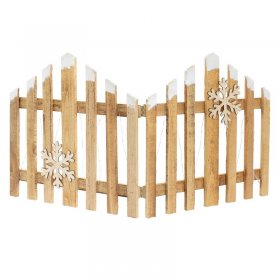 Deko Weihnachtszaun mit LED Natur 77x38 cm aus Holz Timer