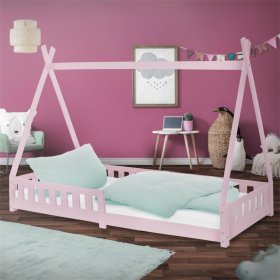 Kinderbett Tipi 90x200 cm Rosa aus Kiefernholz mit Rausfallschutz und Lattenrost Holzbett ML-Design Kinderbett Tipi 90x200 cm Rosa aus Kiefernholz mit Rausfallschutz und Lattenrost Holzbett ML-Design