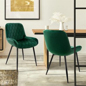 Esszimmerstuhl mit Rauten Steppung 2er Set Dunkelgrün Samtbezug mit Metallbeinen inkl. Montagematerial ML-Design Esszimmerstuhl mit Rauten Steppung 2er Set Dunkelgrün Samtbezug mit Metallbeinen inkl. Montagematerial ML-Design