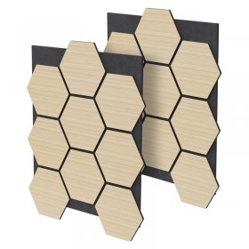 2er Set Akustikpaneele für 1m² Eiche Wandpaneele Hexagon Schalldämmung ML-Design