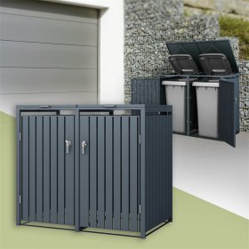 Mülltonnenbox 2er bis 240L 132x80x116,3 cm aus Stahl in Anthrazit ML-Design