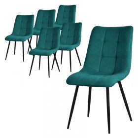 Esszimmerstühle 6er Set Petrol Küchenstuhl mit Polyesterbezug und Stahlbeinen ML-Design