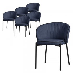 6er Set Esszimmerstühle mit Rücken- & Armlehne Dunkelblau mit Metallbeinen bis 120 kg ML-Design 6er Set Esszimmerstühle mit Rücken- & Armlehne Dunkelblau mit Metallbeinen bis 120 kg ML-Design