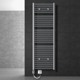 Badheizkörper Sahara mit Heizstab 1200W 600x1800 mm Chrome gerade mit Seitenanschluss