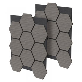 2er Set Akustikpaneele für 1m² Grau Wandpaneele Hexagon Schallabsorber Schalldämmung ML-Design
