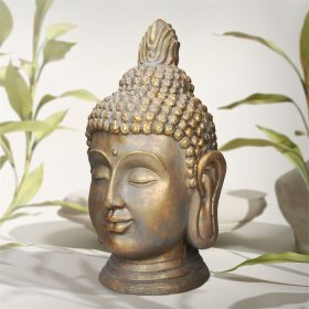 Buddha Kopf Figur 42x38x74,5 cm bronze aus Kunststein Buddha Kopf Figur 42x38x74,5 cm bronze aus Kunststein