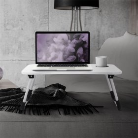 Laptoptisch mit USB-Ports klappbar 60x40 cm Weiß aus MDF inkl. USB Lampe und Ventilator ML-Design