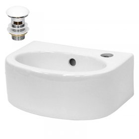 Waschbecken inkl. Ablaufgarnitur Weiß mit Überlauf 33,5x25,5x13 cm Weiß aus Keramik LuxeBath