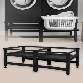 Waschmaschinen Untergestell Unterschrank doppel 61x53,5x37 cm mit ausziehbarer Ablage in Schwarz ML-Design