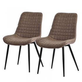 Esszimmerstuhl 2er Set Braun mit Kunstlederbezug und Stahlbeinen Küchenstuhl mit Rückenlehne ML-Design Esszimmerstuhl 2er Set Braun mit Kunstlederbezug und Stahlbeinen Küchenstuhl mit Rückenlehne ML-Design