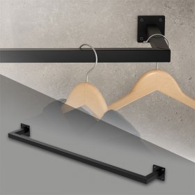 Kleiderstange Garderobe Wandmontage 12 x 90 cm Schwarz aus Stahl ML-Design