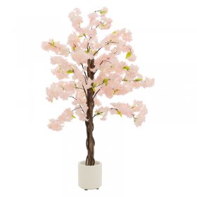 Künstlicher Kirschbaum 120 cm Kunstpflanze mit Naturholzstamm im Topf ML-Design