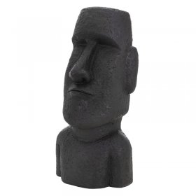 Moai Rapa Nuil Kopf Figur 26,5x19x53,5 cm Anthrazit aus Kunstharz Polyresin