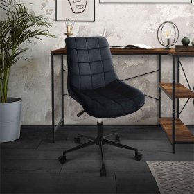 Bürostuhl auf Rollen Schwarz mit Samtbezug und Metallgestell ML-Design