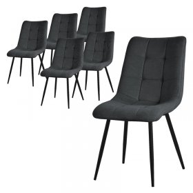 Esszimmerstühle 6er Set Anthrazit Küchenstuhl mit Polyesterbezug und Stahlbeinen ML-Design